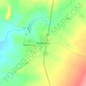 Carte topographique Reddersburg, altitude, relief