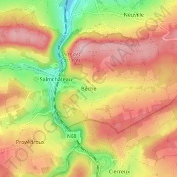 Carte topographique Bêche, altitude, relief