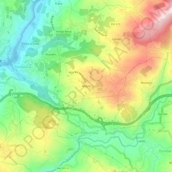 Carte topographique Moure, altitude, relief