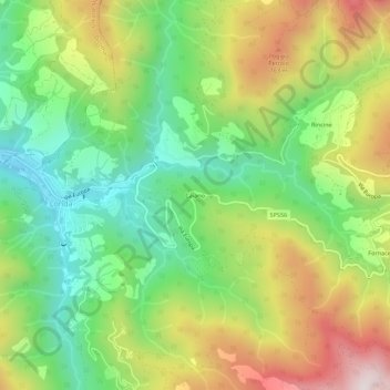 Carte topographique Caiano, altitude, relief