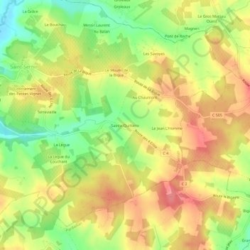 Carte topographique Sainte-Quitterie, altitude, relief