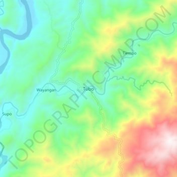 Carte topographique Tubo, altitude, relief