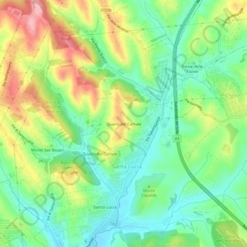 Carte topographique Quarto del Carnale, altitude, relief