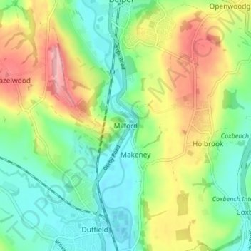 Carte topographique Milford, altitude, relief