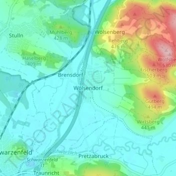 Carte topographique Wölsendorf, altitude, relief
