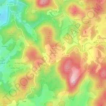 Carte topographique Couturas, altitude, relief