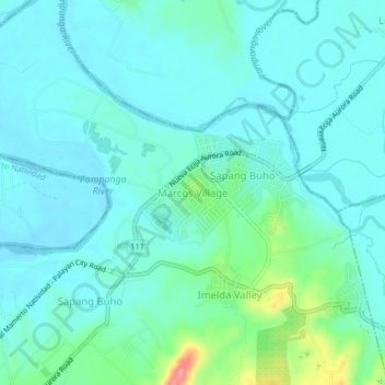 Carte topographique Marcos Village, altitude, relief