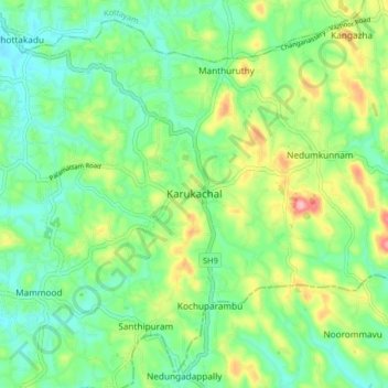 Carte topographique Karukachal, altitude, relief