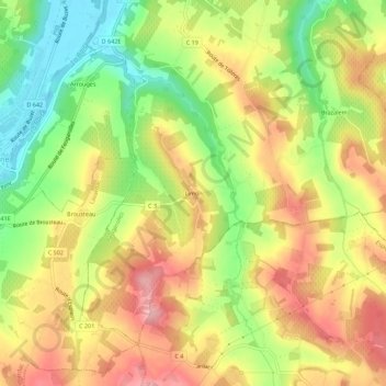 Carte topographique Limon, altitude, relief