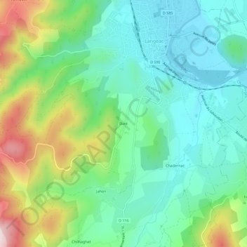 Carte topographique Bure, altitude, relief