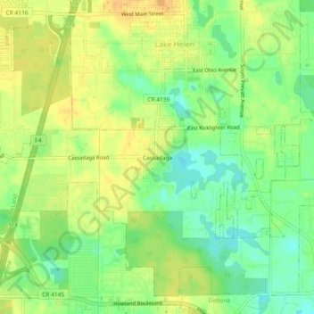 Carte topographique Cassadaga, altitude, relief