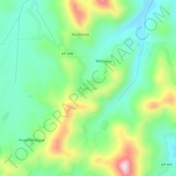 Carte topographique Ayaccasi, altitude, relief