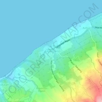 Carte topographique Kayangan, altitude, relief