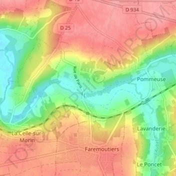 Carte topographique Tresmes, altitude, relief