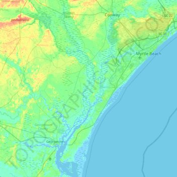 Carte topographique Sandy Island, altitude, relief
