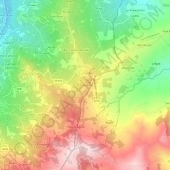 Carte topographique Ca' Bardone, altitude, relief