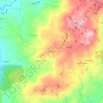 Carte topographique Arnozela, altitude, relief