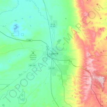 Carte topographique Laramie, altitude, relief