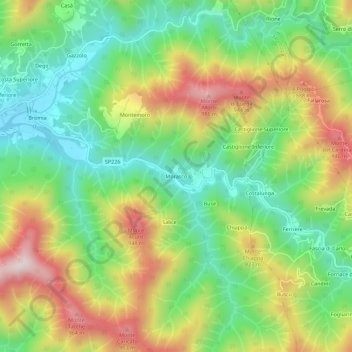 Carte topographique Morasco, altitude, relief