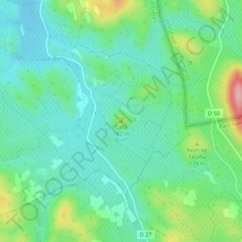Carte topographique Calla, altitude, relief