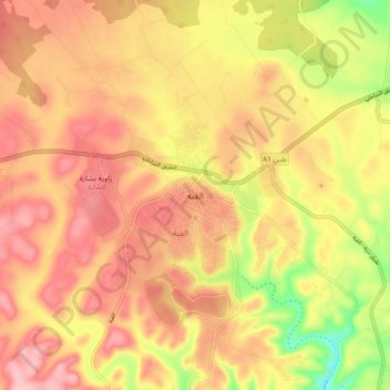 Carte topographique Al Qubbah, altitude, relief