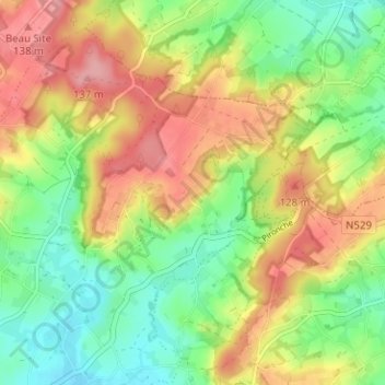 Carte topographique Hameau des Papins, altitude, relief