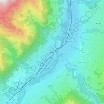 Carte topographique Reudlen, altitude, relief