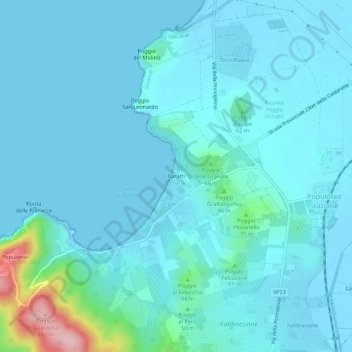 Carte topographique Baratti, altitude, relief