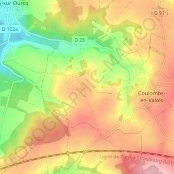 Carte topographique Certigny, altitude, relief