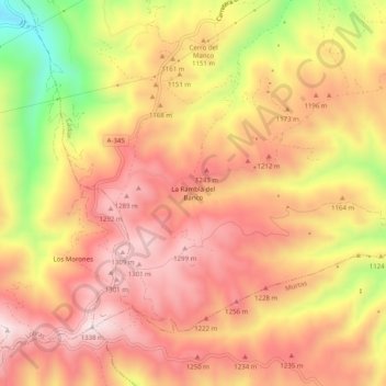 Carte topographique La Rambla del Banco, altitude, relief