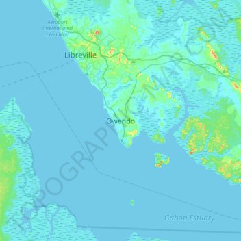 Carte topographique Owendo, altitude, relief