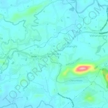 Carte topographique Nenmara, altitude, relief