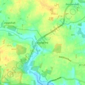 Carte topographique Wangford, altitude, relief