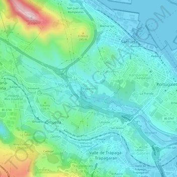Carte topographique Balparda, altitude, relief