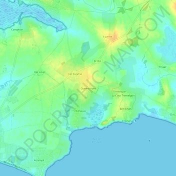 Carte topographique Quelescouet, altitude, relief