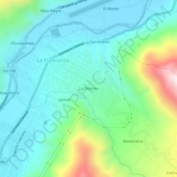 Carte topographique La Pedrosa, altitude, relief