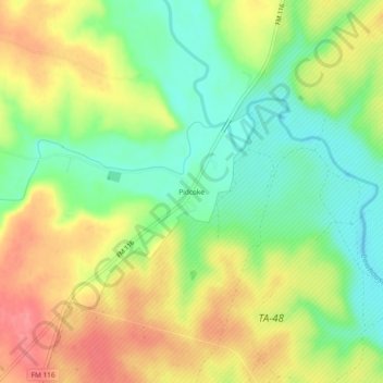 Carte topographique Pidcoke, altitude, relief