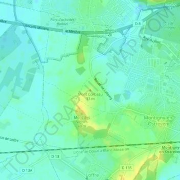 Carte topographique Mont Corbeau, altitude, relief