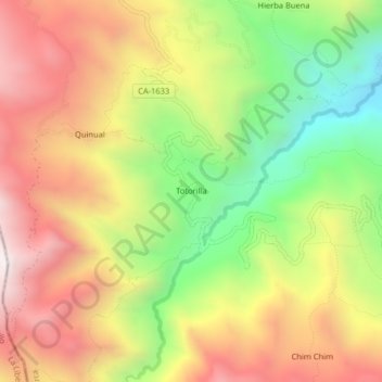 Carte topographique Totorilla, altitude, relief