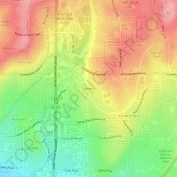 Carte topographique Elsmere, altitude, relief