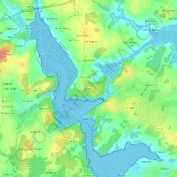 Carte topographique Larmor, altitude, relief
