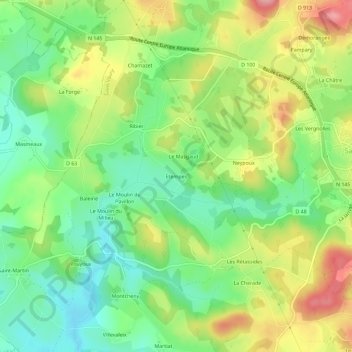 Carte topographique Etempes, altitude, relief