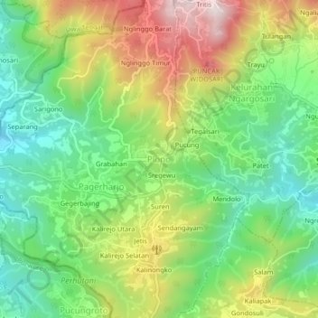 Carte topographique Plono, altitude, relief
