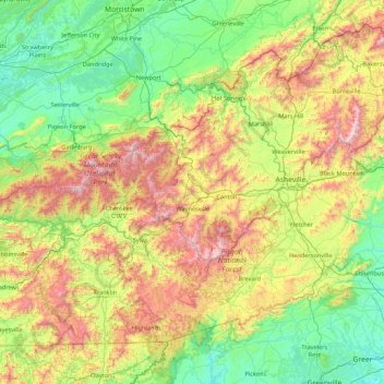 Carte topographique Haywood, altitude, relief