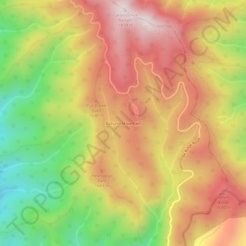 Carte topographique Balsam Mountain, altitude, relief