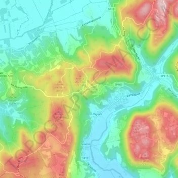 Carte topographique Grancona, altitude, relief