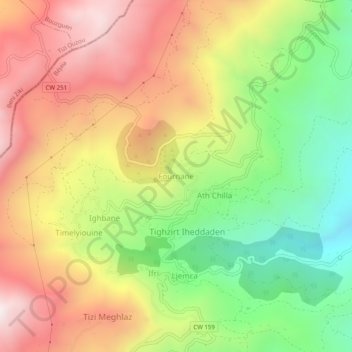 Carte topographique Fournane, altitude, relief