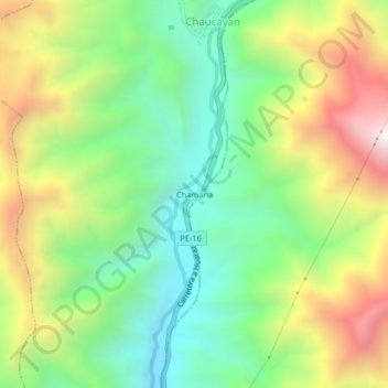 Carte topographique Chamana, altitude, relief