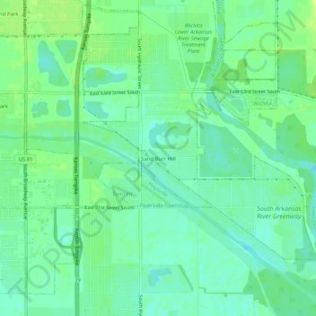 Carte topographique Sand Burr Hill, altitude, relief