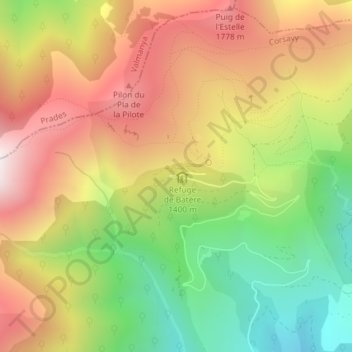 Carte topographique Batère, altitude, relief